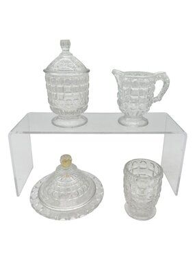 Tappan 4-Piece Clear Glass Childs Table Set TS-53 Intricate Pattern Design 2.5"H